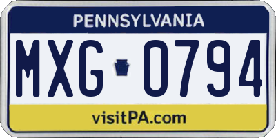 PA license plate MXG0794