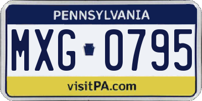 PA license plate MXG0795