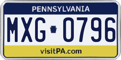 PA license plate MXG0796