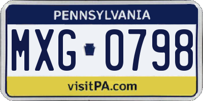 PA license plate MXG0798