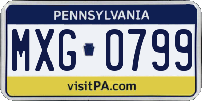 PA license plate MXG0799