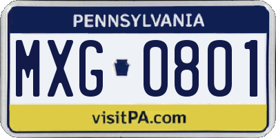 PA license plate MXG0801