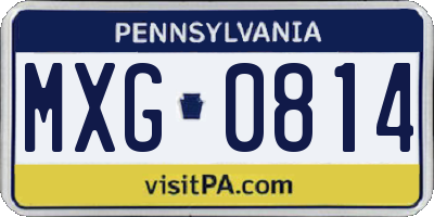 PA license plate MXG0814