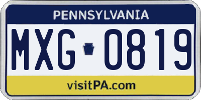 PA license plate MXG0819