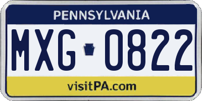 PA license plate MXG0822