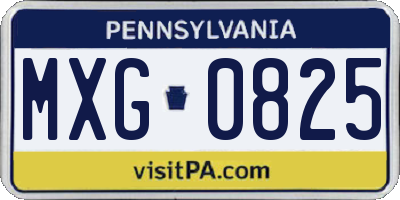 PA license plate MXG0825