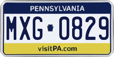 PA license plate MXG0829