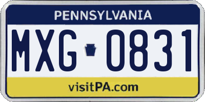 PA license plate MXG0831
