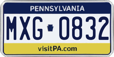 PA license plate MXG0832