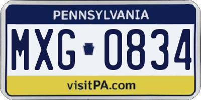 PA license plate MXG0834