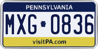 PA license plate MXG0836