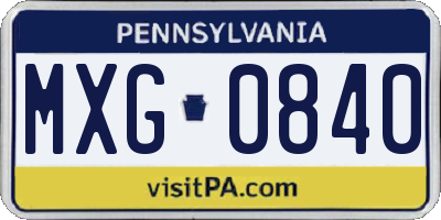 PA license plate MXG0840