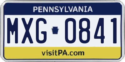 PA license plate MXG0841