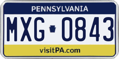 PA license plate MXG0843