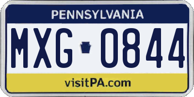 PA license plate MXG0844