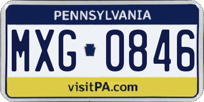 PA license plate MXG0846