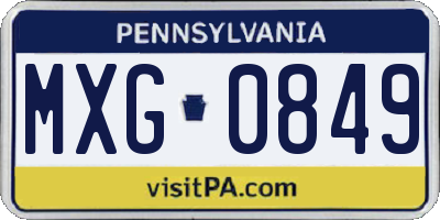 PA license plate MXG0849