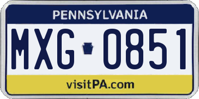 PA license plate MXG0851