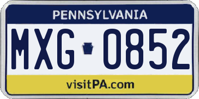 PA license plate MXG0852