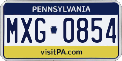 PA license plate MXG0854