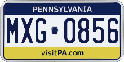 PA license plate MXG0856