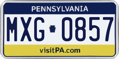PA license plate MXG0857