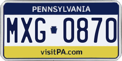PA license plate MXG0870