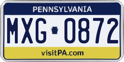 PA license plate MXG0872