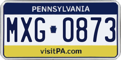 PA license plate MXG0873