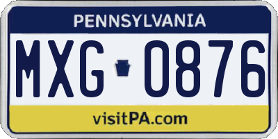 PA license plate MXG0876