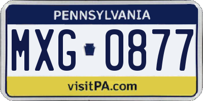 PA license plate MXG0877