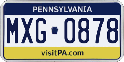 PA license plate MXG0878
