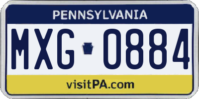 PA license plate MXG0884