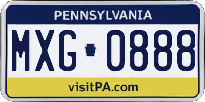 PA license plate MXG0888