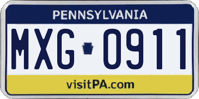 PA license plate MXG0911