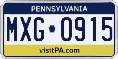 PA license plate MXG0915