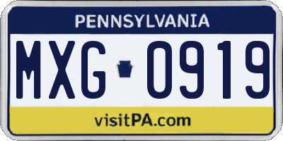 PA license plate MXG0919