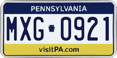 PA license plate MXG0921
