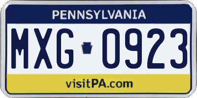 PA license plate MXG0923