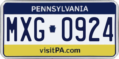 PA license plate MXG0924