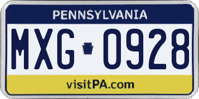 PA license plate MXG0928