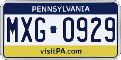 PA license plate MXG0929