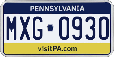 PA license plate MXG0930
