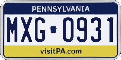 PA license plate MXG0931