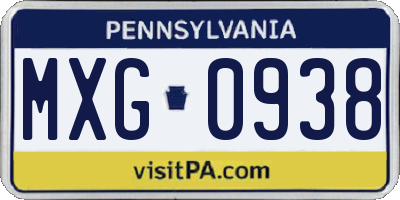 PA license plate MXG0938