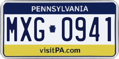 PA license plate MXG0941