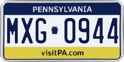 PA license plate MXG0944