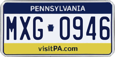 PA license plate MXG0946