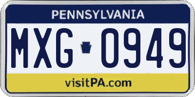 PA license plate MXG0949