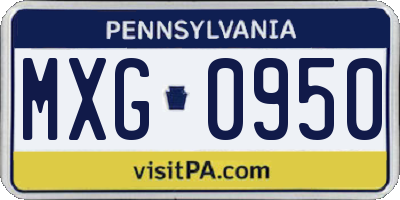 PA license plate MXG0950